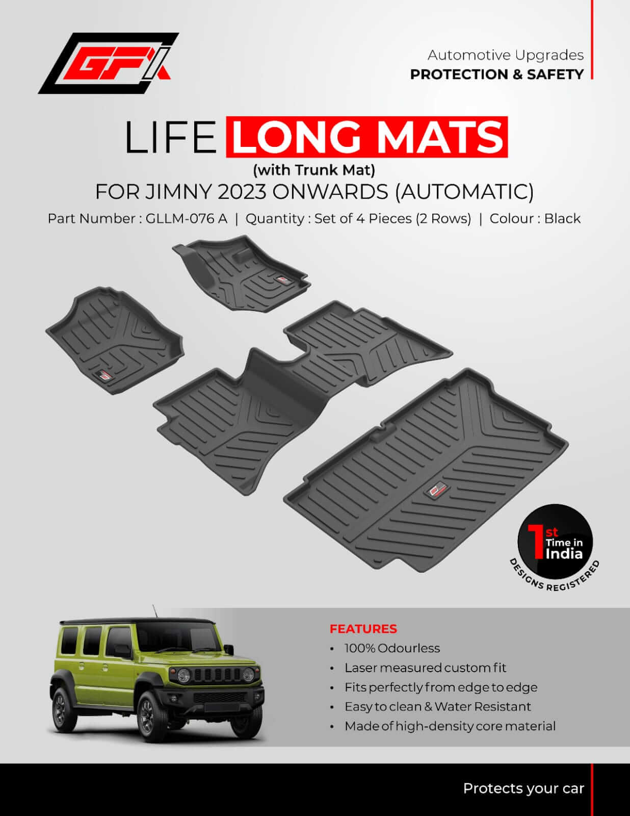 GFX Maruti Suzuki Jimny 2023 Onwards Life Long Floor Mats - Image 6