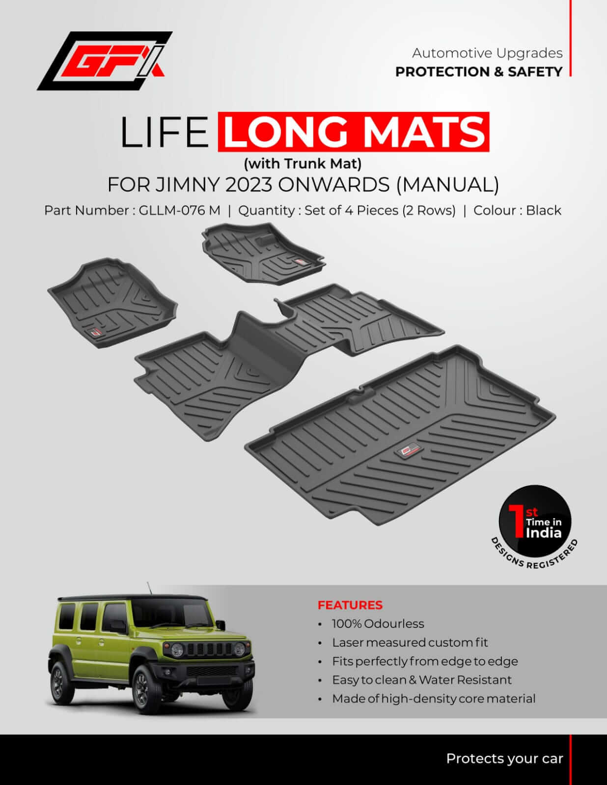 GFX Maruti Suzuki Jimny 2023 Onwards Life Long Floor Mats - Image 7