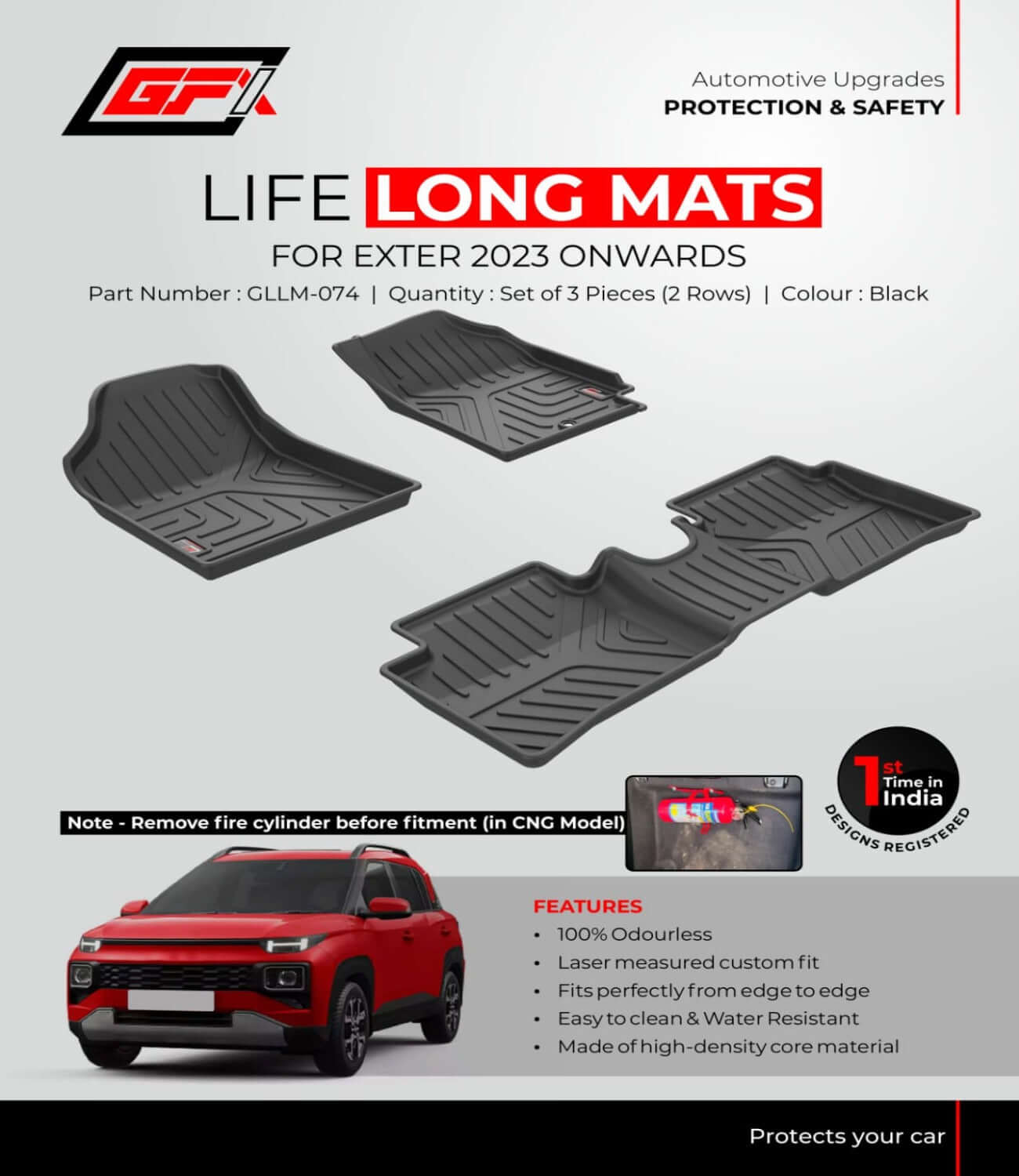 GFX Life Long Floor Mats For Hyundai Exter 2023 Onwards - Image 4