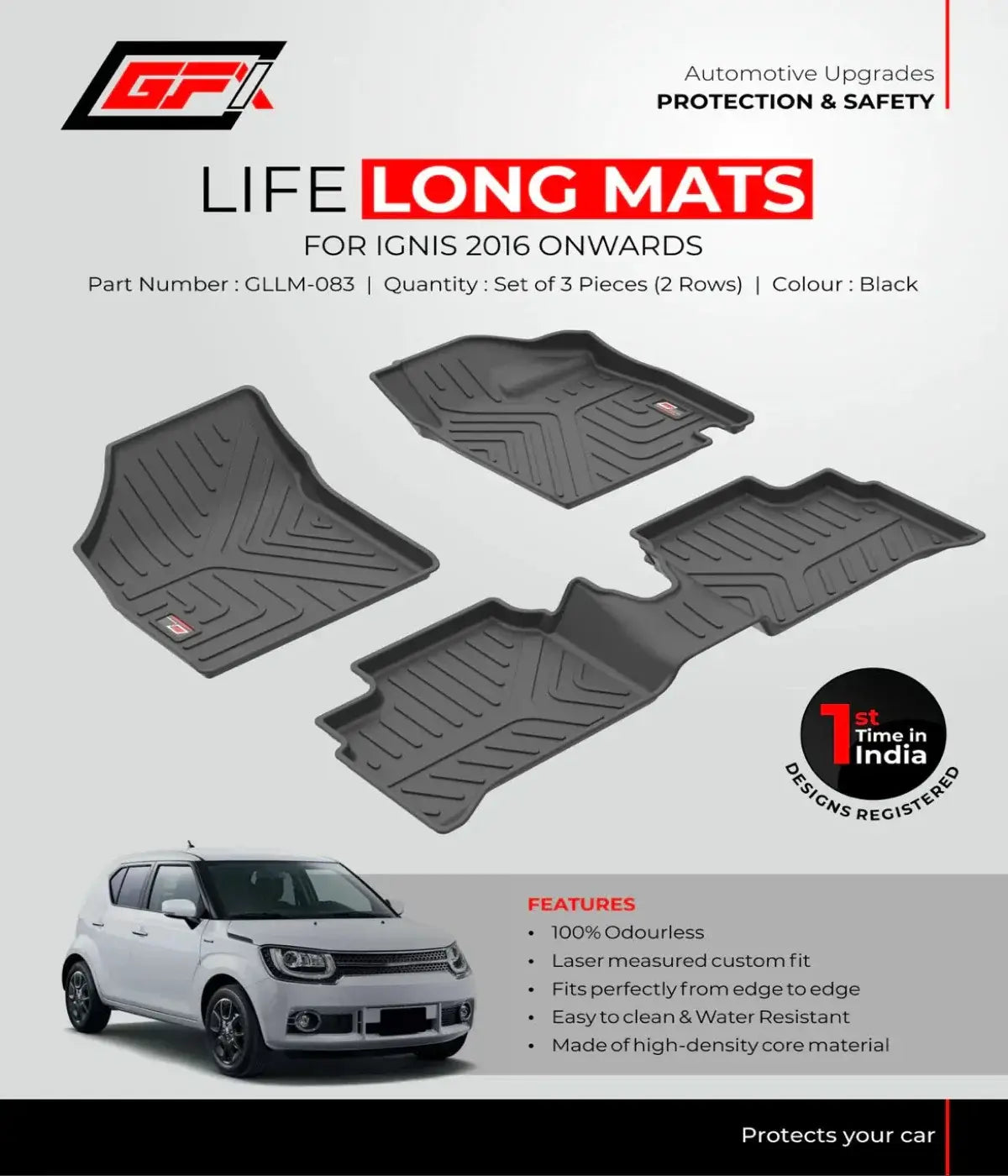 GFX Maruti Suzuki Ignis 2016 Onwards Life Long TPV Mats - Image 7